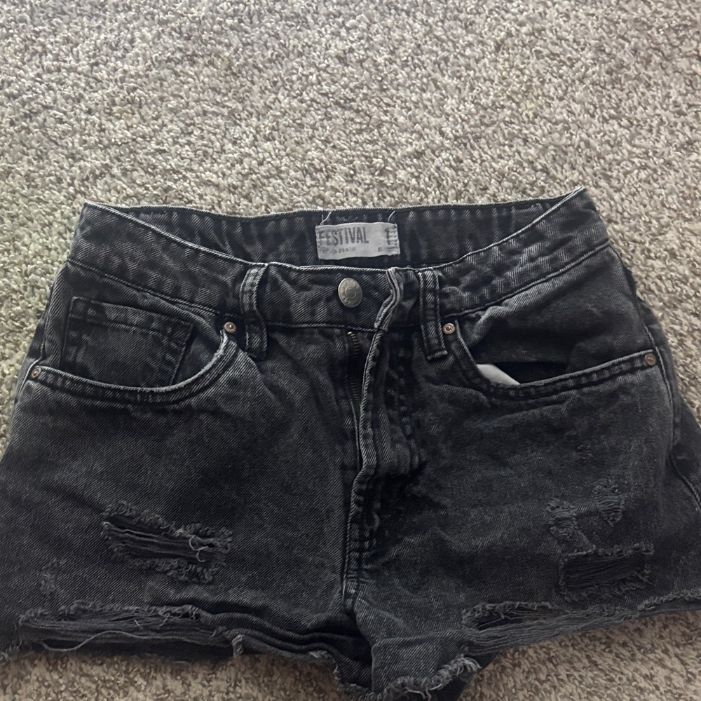 Charlotte Russe Black Distressed Jean Shorts